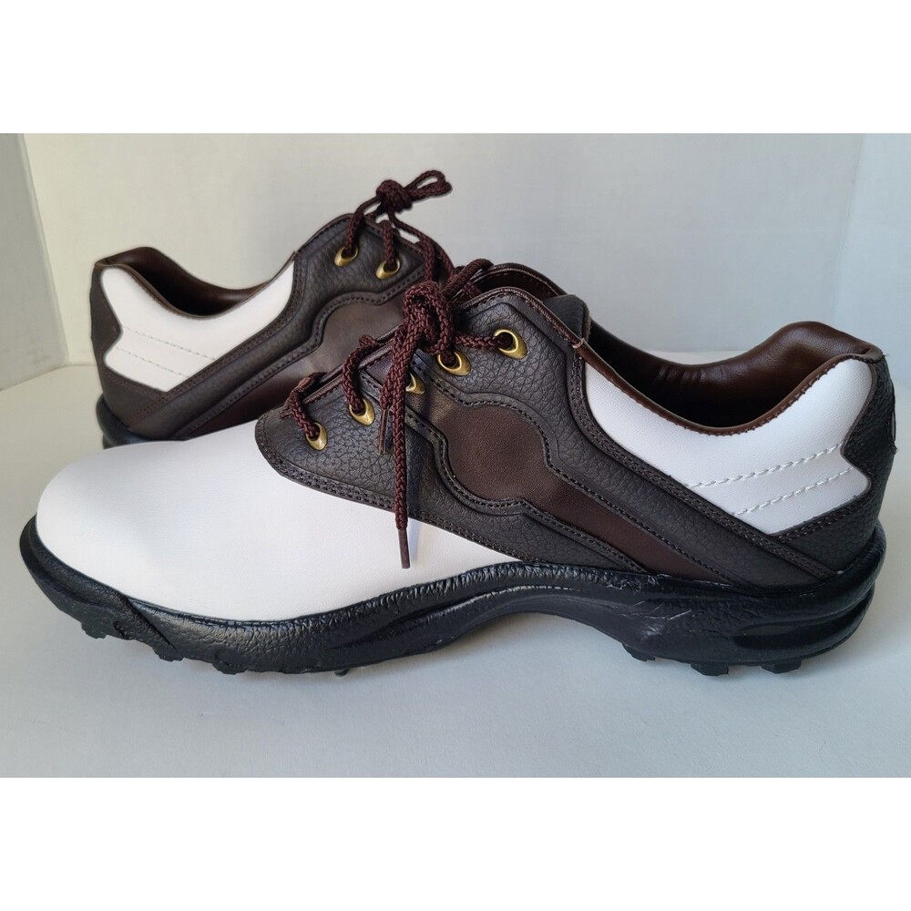 Footjoy Golf Shoes GreenJoys 45516 White Brown Leather Soft Spike Men’s Sz 10.5 - Picture 8 of 13